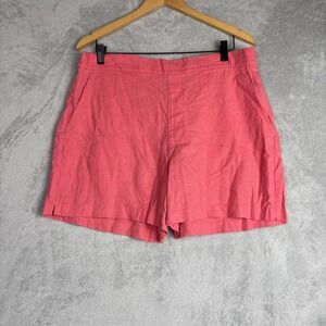 Banana Republic Linen Blend High Rise Elastic Back Shorts Large Coral Pink